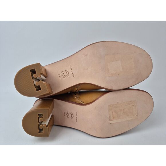 Tory Burch Women's Brown Brooke Stamped Heel Leather Bootie Size 9.5 US - Picture 6 of 7